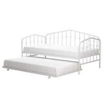 Twin size Modern Industrial White Metal Daybed with Trundle Bed Frame - $8,706.84 MXN