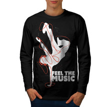 Wellcoda House Feel Dj Dance Mens Long Sleeve T-shirt, Headphone Graphic Design - £18.37 GBP