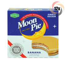Full Box 12x Pies Moon Pie Single Decker Banana Marshmallow Sandwiches 2oz - $21.76