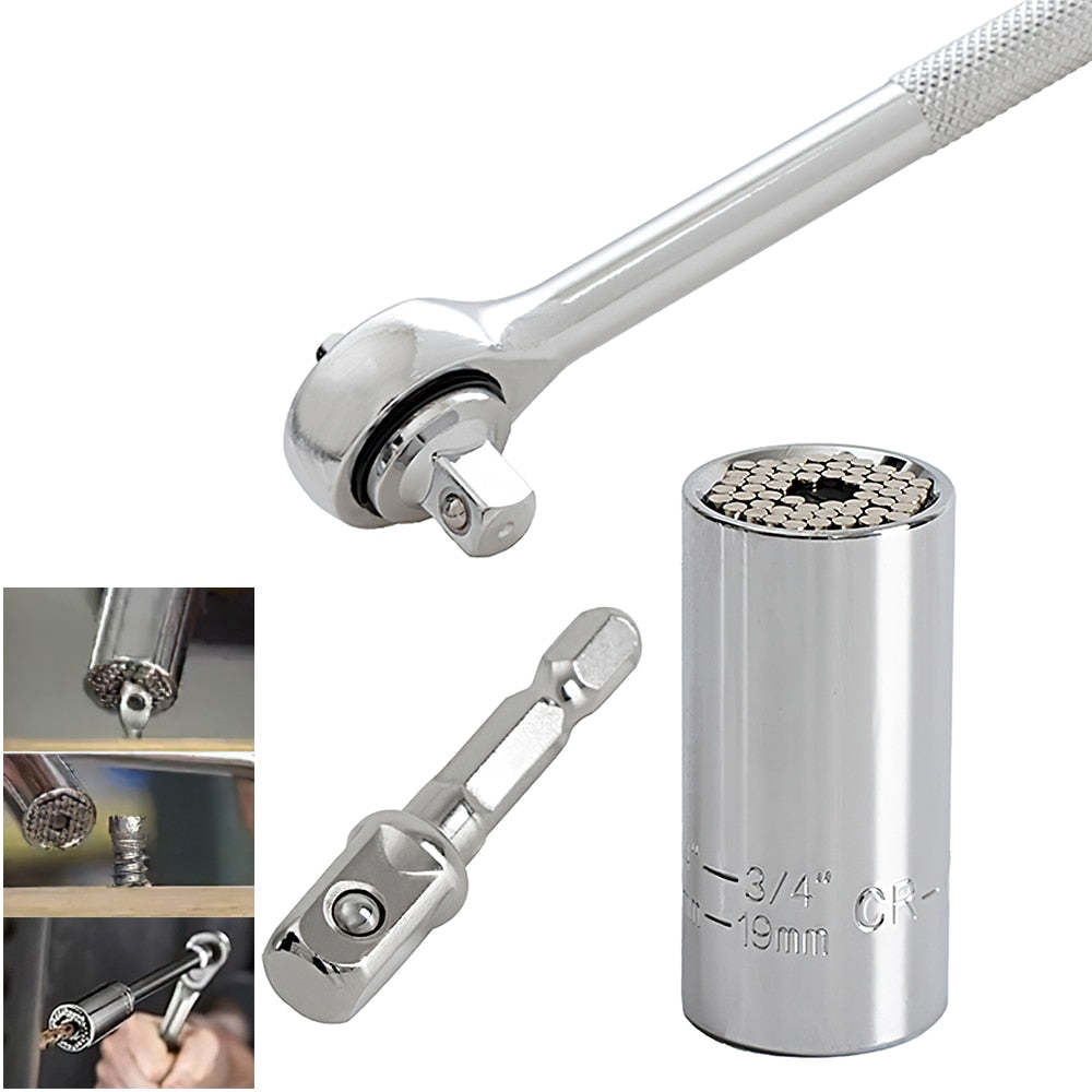 Universal Torque Wrench Socket Sleeve Head Set 7-19mm Hand Tools ...