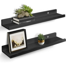 MIRROTOWEL 24” Floating Shelves for Wall Décor Storage, Set of 2 BLACK - £18.22 GBP