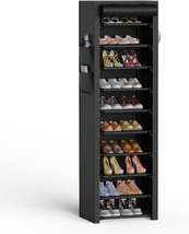 VTRIN Narrow Shoe Rack with Covers 10 Tiers Tall Shoe Rack for Closet Entryway S - £52.22 GBP