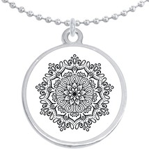 Black and White Mandala Round Pendant Necklace Beautiful Fashion Jewelry - £8.60 GBP