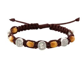 Saint Benedict Brown Cord, Adjustable Bracelet, New #AB-278-R2 - $6.98 CAD