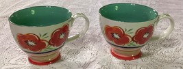Set of 2 Grace&#39;s Teaware Fine Ceramic Floral Footed Tea Coffee Mug Cup - $23.08