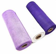 Shades of Spring Flowers 10&quot; Deco Poly Mesh NonMetallic Ribbon Rolls (Purple, Wh - £21.82 GBP