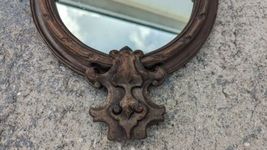 Antique English Cast Iron Wall Hanging Mirror 19"H Heavy 19th Century image 7