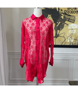 Vintage Gold Label Victoria’s Secret Red Lace Satin Night Shirt Pajamas S - $455.32 MXN