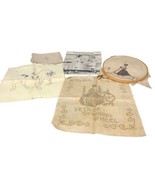 Swedish Huck Weaving Embroidery Instruction Book 7 Cloth pieces Vintage - £14.10 GBP