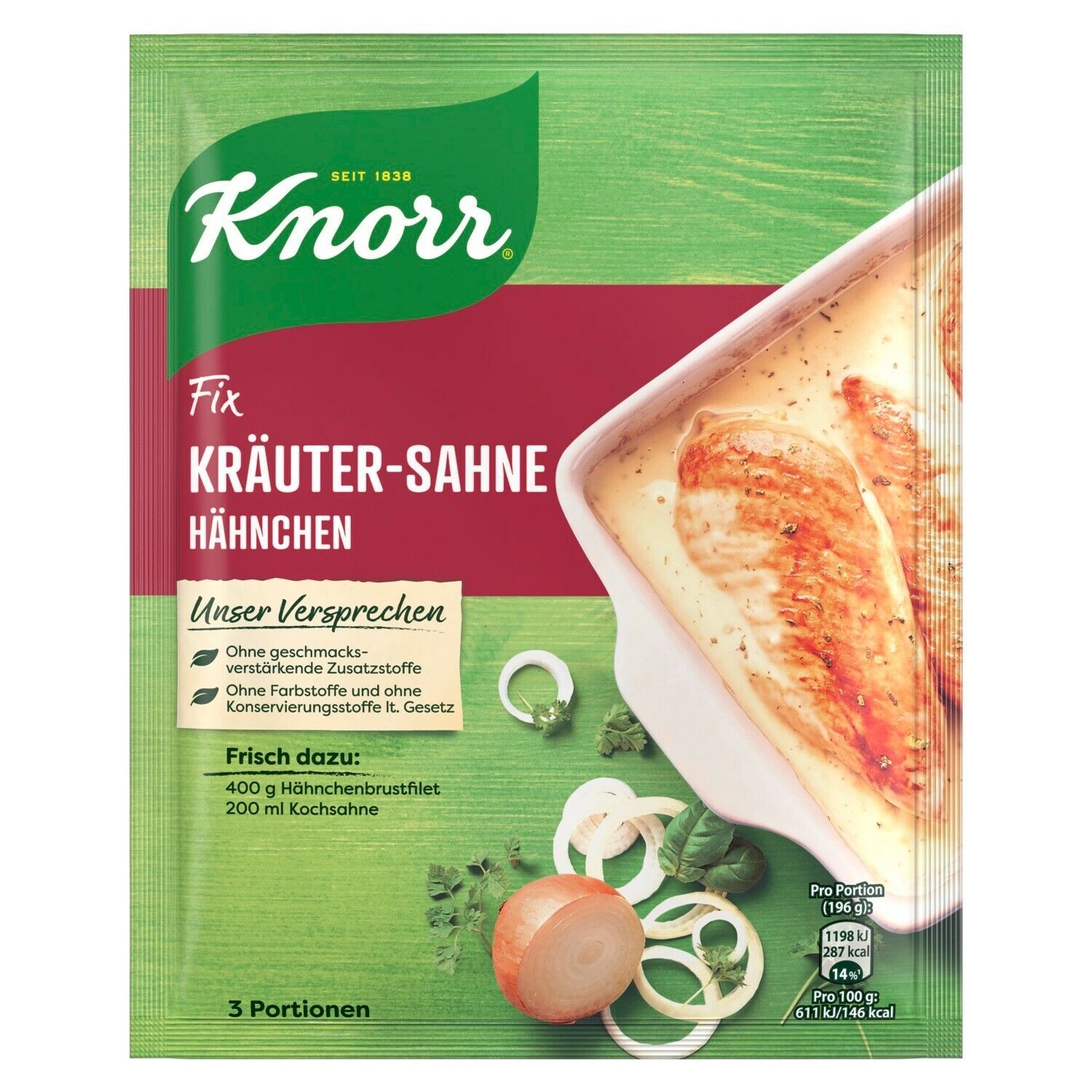 KNORR Krauter Sahne Hanchen Creamy chicken with herbs 1pc/3 portions -FREE SHIP - $5.89