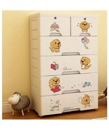 New 5 tier 6 drawer plastic cabinet with lock, large size TN6-NBW60MM5 - $198.98