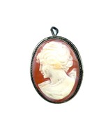 Vintage Sterling 925 Lady Cameo Twisted Rope frame Brooch Pendant - $1,223.09 MXN