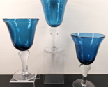 3 Tabletops Unlimited Corsica Blue Water Goblets Set Bubble Bowl Clear S... - $56.30