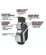 Majek Ladies Black White Teal Pink Golf Bag 9 inch 14-way Friendly Separ... - $200.98 CAD