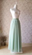 SAGE GREEN Tulle Maxi Skirt Plus Size Sage Green Wedding Bridesmaid Tulle Skirt image 5