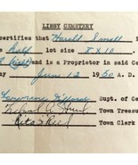 Libby Cemetery Plot Certificate Signed Official 1950 Harmony Maine DWS9A - $565.67 MXN