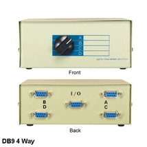 Kentek DB9 Female Manual Data Switch 4 Way Rotary Dail Type RS232 Serial... - $63.99
