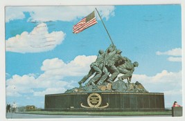 USMC War Memorial Iwo Jima Statue Vintage Postcard Posted 13¢ Liberty Bell Stamp - £3.85 GBP