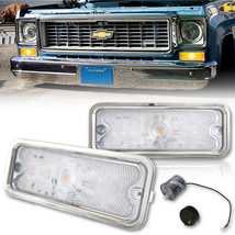 Front Amber LED Clear Park Lamp Lenses Bezel &amp; Flasher for 73-80 Chevy GMC Truck - $99.95