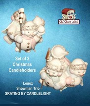 1999 Lenox For The Holidays Snowlight Trio Skating by Candlelight Set of 2 - £15.76 GBP
