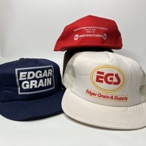 Lot of 3 Vtg Edgar Grain Farmer Trucker Cap Hat Agriculture Nebraska Sna... - £17.09 GBP