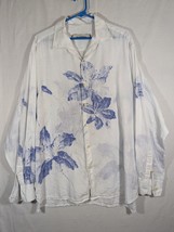 TOMMY BAHAMA White 100% Linen Floral Long Sleeve Button Up Shirt Top XL - $18.69