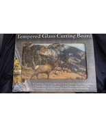 Rivers Edge Tempered Glass Cutting Board - 12" x 16" Surface - Elk in Mountains - $24.26