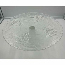 Vintage L.E. Smith Clear Glass Grape Pedestal Cake Plate/Stand Grapes &amp; ... - $23.34