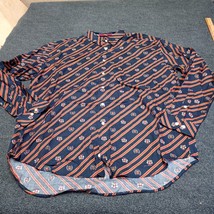 VTG Tommy Hilfiger Shirt Adult XL Blue Stripe Logo Print All Over Long S... - £21.71 GBP