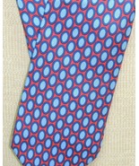 346 Brooks Brothers US Neck Tie/Necktie Silk coral red blue geometric 59... - $14.84