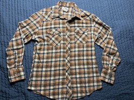 Wrangler Wrancher Long Sleeve Pearl Snap Flannel Shirt Large - $13.86