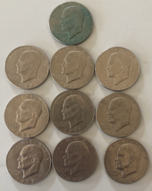 Lot of 10 Eisenhower Dollars. - $24.10