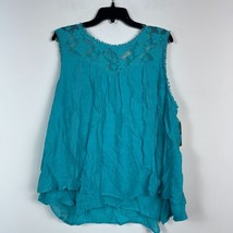 Style &amp; Co Womens XL Freshwater Blue Lace Detailing Sleeveless Top NWT BN31 - £19.28 GBP
