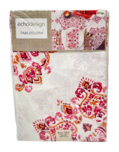 EchoDesign Parvani Tablecloth 60&quot; x 120&quot; Fushia White Medallions - £25.32 GBP