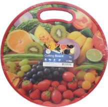 Plastic Round Kitchen Cutting Board (14&quot;Dia.) FRUITS &amp; VEGETABLES,Kitche... - $9.89