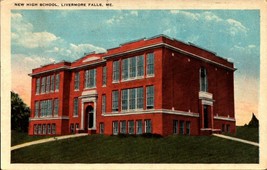 c1920&#39;s White Border Postcard: Livermore Falls-Street View New High School- bk41 - £1.98 GBP