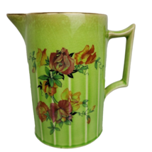 Limoges Pitcher Green Ceramic Ornate Hand Painted Art Deco Gold Trim 1926 6.5&quot; - $36.46