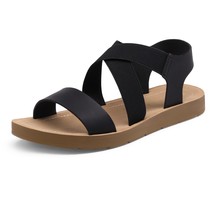 Dream Pairs Women&#39;s Elastic Ankle Strap Summer Flat Sandals Casual Beach Shoes F - £29.45 GBP