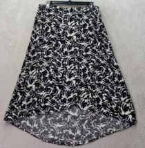 J.CREW A Line Skirt Womens Large White Black Floral 100% Polyester Elastic Waist - £18.36 GBP