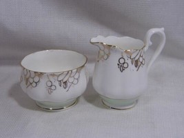 vintage CONSORT Fine Bone China open SUGAR &amp; CREAM Pitcher ~ mint green &amp; cream - $9.99