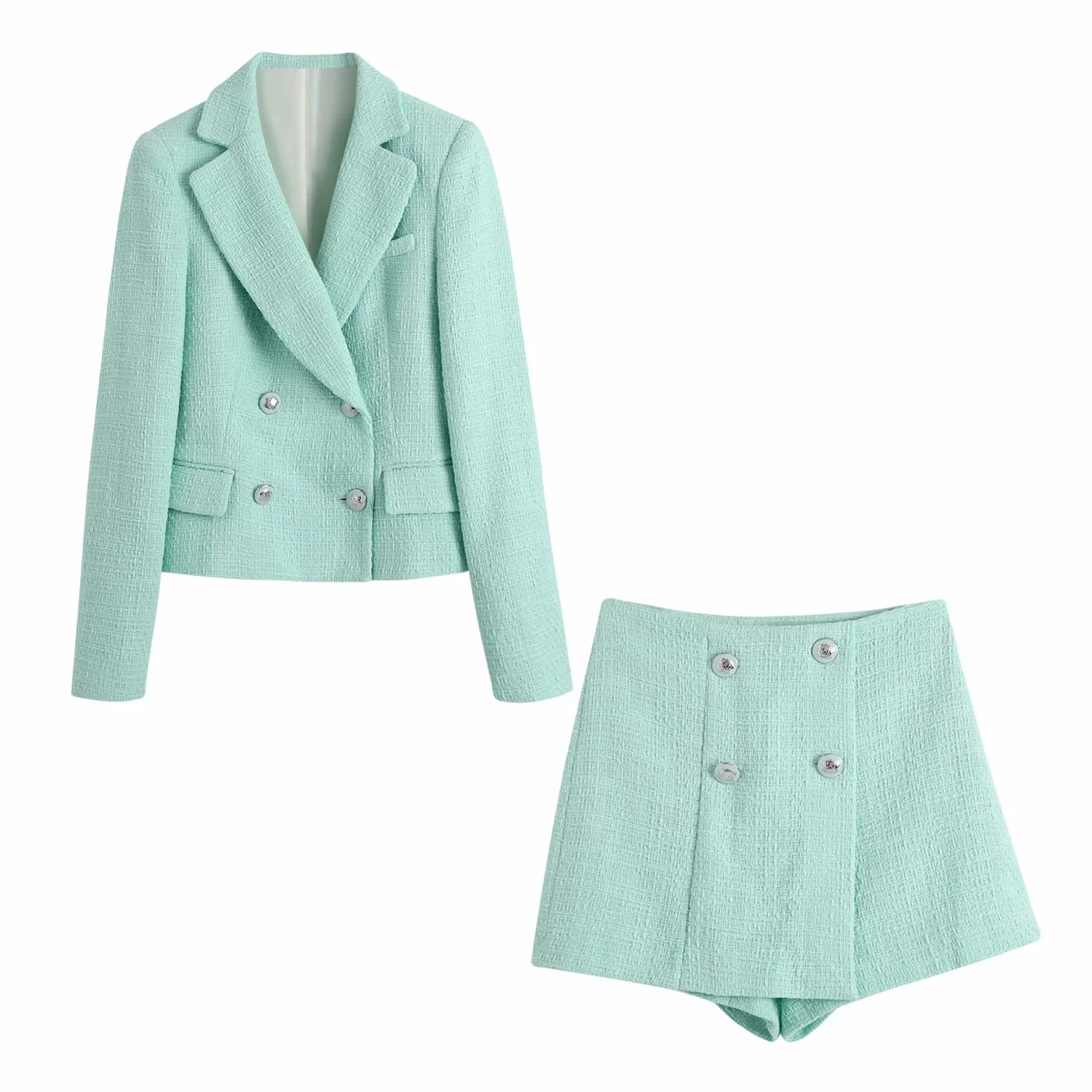 Women 2021  Tweed  Waist Short Suit Coat Vintage Female Outerwear  Waist Casual  - £115.96 GBP