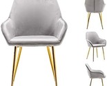 Gray Velvet Leisure Armchair With Gold Plating Legs Upholstered Dining Room - $203.93