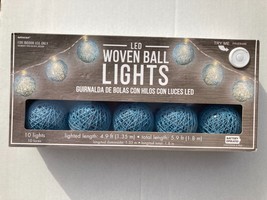 Amscan LED Blue Woven Ball 10 Lights String 4.9 FT For Indoor Use Only NWB - £10.18 GBP