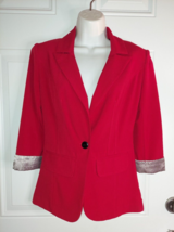 A. Byer Red 3/4 Sleeve Silky Striped Cuff light Padded Shoulder Blazer Jacket S - £9.65 GBP