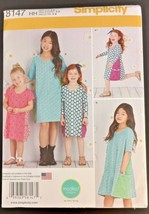 Simplicity Pattern 8147 Child&#39;s Sack Dress Contrast Panels Pockets HH Sz 3-6 UC - £3.77 GBP