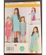 Simplicity Pattern 8147 Child&#39;s Sack Dress Contrast Panels Pockets HH Sz... - £3.76 GBP