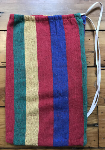 Primary image for Vintage Style Hippy Boho Cotton Woven Small Drawstring Beach Bag 17.5" x 10.25"