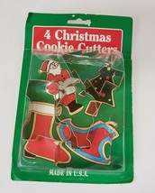 4 Christmas Cookie Cutters Fox Run Craftsman metal USA Vintage - £4.77 GBP