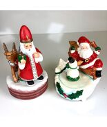Pair of Vintage Japan Santa Music Box Figurines Ceramic Toyo Wind-Up READ - $461.17 MXN