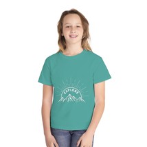 Youth &#39;Explore&#39; Mountain Sunset Graphic Tee 100% Cotton, Midweight, Comb... - £21.01 GBP